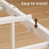 IRONCK Twin Size Daybed with Storage Drawers, Sturdy Metal Bed Frame with X-Shaped Headboard and Charging Station, Upholstered Farmhouse Daybed for Living Room, Bedroom, and Guest Room, White/Walnut IRONCK