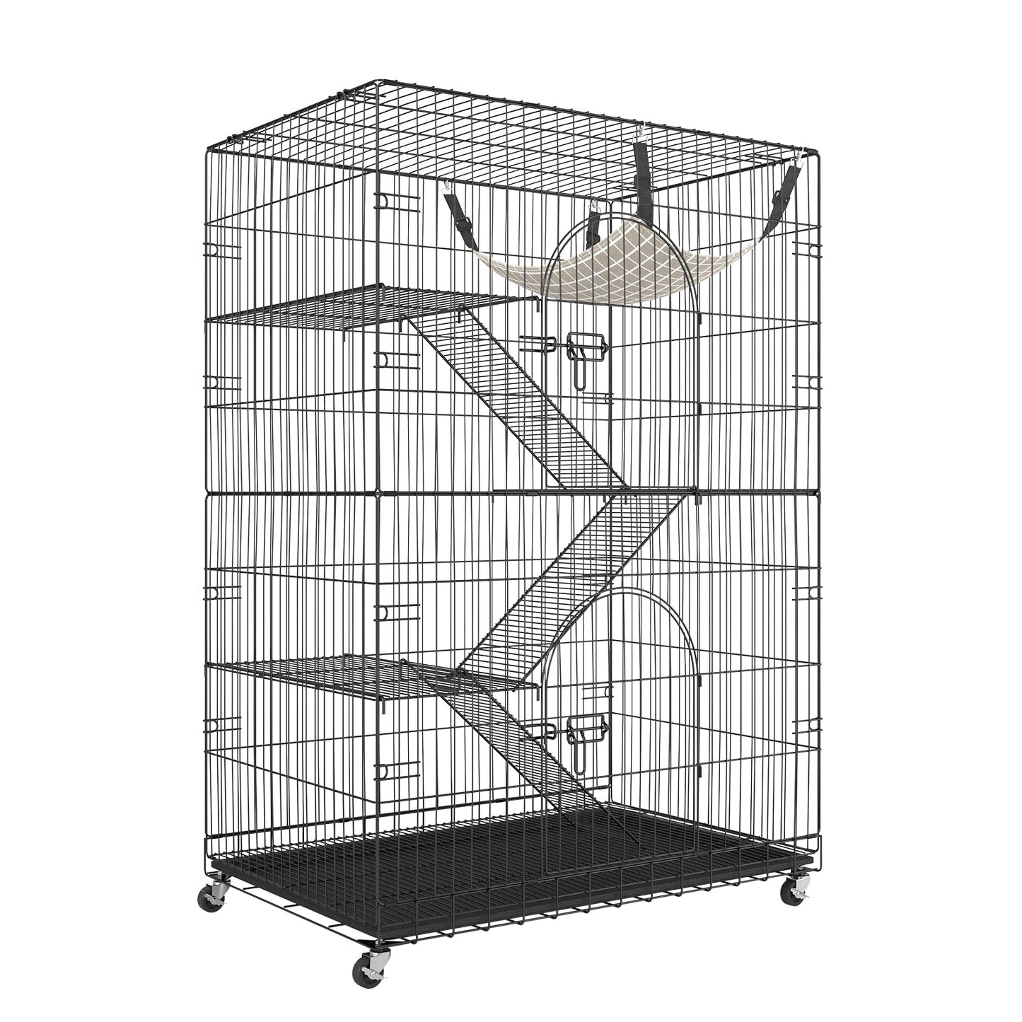 VEVOR Cat Cage Indoor Catio Cat Enclosure, Large Cat House on Rotating Wheels, 4-Tier Pet Playpen, Cat Crate Cat Kennel, 35.4" L x 23.6" W x 51" H