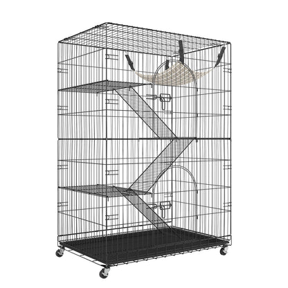 VEVOR Cat Cage Indoor Catio Cat Enclosure, Large Cat House on Rotating Wheels, 4-Tier Pet Playpen, Cat Crate Cat Kennel, 35.4" L x 23.6" W x 51" H