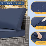 FHFO 10 Pieces Outdoor Patio Furniture Set with Swivel Chairs, Wicker Sectional Sofa Set Rattan Modular Patio Conversation with Cushions Couch & Coffee Table for Garden, Balcony, Porch, Grey-Blue FHFO