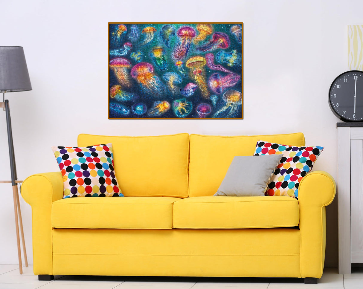 Fantasy Jellyfish Puzzle 1000 Piece Puzzles for Adults, Colorful Jellyfish Jigsaw Puzzles, Amazing Medusa Puzzle Rainbow Glowing Challenging Puzzles BBOLDIN