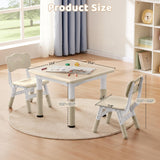 SwemDec Kids Table and 2 Chairs Set, Children Multi-Activity Toddler Table and Chair Set with Graffiti Tabletop for Ages 3-8, Height-Adjustable Kids Study Desk for Classroom/Daycare/Home SwemDec