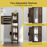 FerniTry Small Bathroom Storage Cabinet, Corner Floor Narrow Toilet Paper Cabinet with Door and Shelves,Bathroom Organizer with Adjustable Shelf, for Small Spaces (Rustic Brown) FerniTry