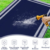 KMAT Outdoor Rug, Waterproof Reversible Patio Rugs, 5x8ft Large Outdoor Area Rug Foldable Plastic Camping Rugs for Outside RV, Patio,Picnic,Camper,Balcony,Porch (Blue &White) KMAT