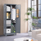 IRONFFICE Storage Cabinet with Lock,Metal Cabinets with Doors and Shelves,Functional Garage Storage Cabinet for Garage Home Office,Gray IRONFFICE