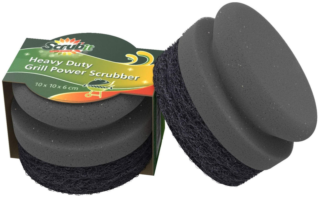 SCRUBIT Grill Cleaning Brush - Grill Sponge Bristle Free BBQ Cleaner with Heavy Duty Scrubber Pad, Safe Cast Iron and Griddle Scraper Pads, Ideal Accessories for Charcoal and Gas Grills - 2 Pack SCRUBIT