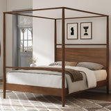 Merax Wood Canopy Bed Frame King Size, Four Posters Bed/Squeak Resistant/No Box Spring Needed, Walnut Merax