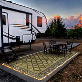 Stylish Camping L118187WL 8-feet by 18-feet LED Illuminated Patio Mat - Outdoor Patio Brown/Beige RV Camping Mat Stylish Camping