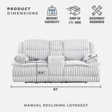 Lexicon Manual Double Reclining Loveseat with Center Console, Corduroy Manual Wall Hugger Recliner Couch, Pillow Top Arms, Cup Holders, Hidden Storage, Cozy Loveseat for Living Room, Gray Lexicon