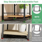 Bakers Rack with Power Outlet, Kitchen Shelves Microwave Stand with Wire Grid and 10 Hooks, 4 Tiers Coffee Stand (Rustic Brown, 23.5 x 15.6 x 52.8 Inches) SNTD