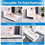 Roxzo Folding Mattress, 3 inch Twin Tri-Folding Memory Form Mattress,Portable Trifold Mattress Topper with Washable Cover, Non-Slip Bottom Camping Mattress Guest Bed, 75"x38"x3" Roxzo