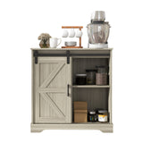 Panana Sliding Barn Door Buffet Sideboard Storage Cabinet Coffee Bar Kitchen Farmhouse Style (Oak) Panana