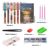 abcGoodefg Diamond Art Paintings Kit 6 Packs, DIY 5D Diamond Art Kits for Adults Landscape Set Round Full Drill Paint by Diamonds, 12x16 inch abcGoodefg