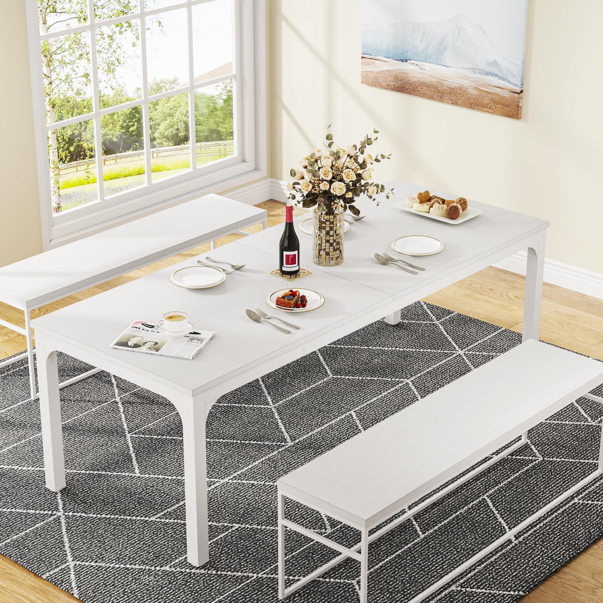 Tribesigns Dining Table for 6-8 Person, 78 inch Large Long Rectangle Kitchen Dining Table for Dining Room, 78.7 x 27.5 x 29.5 Inches(Only Table) Tribesigns