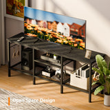 Furologee TV Stand for TVs up to 55 Inch, Entertainment Center with Open Storage Shelves, TV Media Console Table with Soundbar Shelf for Living Room, Bedroom, Black Oak Furologee