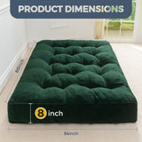 MAXYOYO 8" Futon Mattress Full Size, Ultra Thick Boucle Futons Sofa Couch Bed Sleeper Sofa Bed Floor Mattress for Adults, Shredded Foam Filling (Frame Not Included), Green MAXYOYO