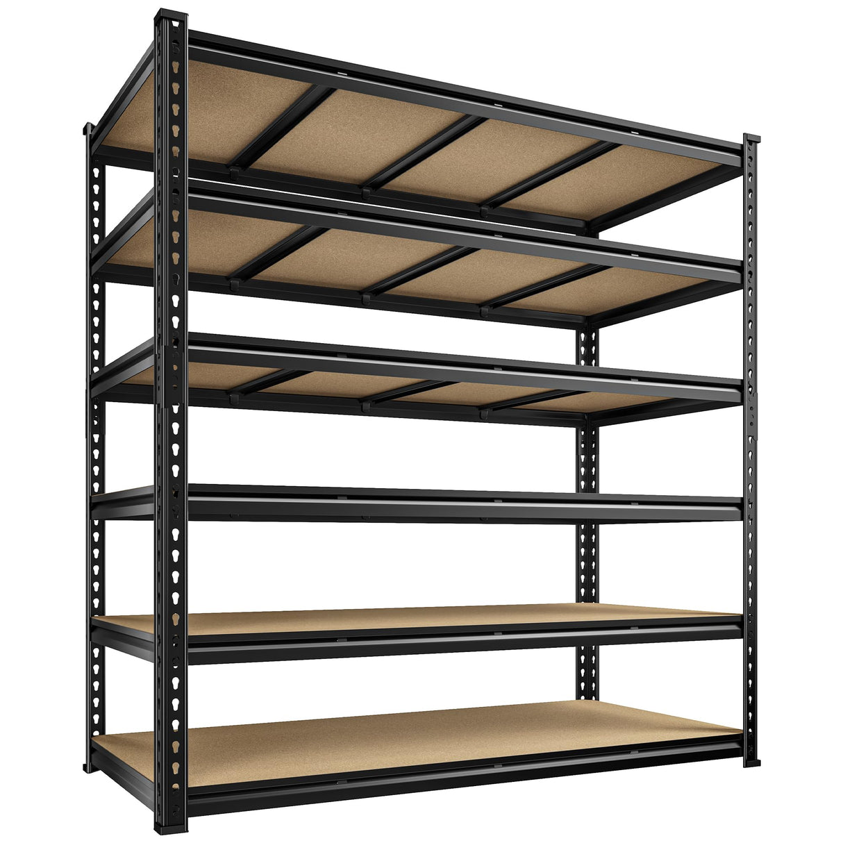 DurayLoly 55" W Storage Shelves, 3060LBS Garage Shelving Heavy Duty, 6-Tier Heavy Duty Shelving, Adjustable Metal Shelving Unit for Garage, Warehouse, Pantry, Kitchen, 55" W × 24" D × 84" H, Black DurayLoly