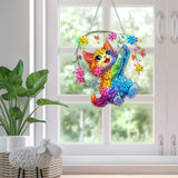 SKRYUIE Hanging Diamond Art Kits for Adults Cat, DIY Window Pendant Diamond Painting Kit Sun Catcher, Special Shaped Crystal Acrylic Double Sided, Porch Outdoor Garden Ornament 7.72 x 7.37 Inch SKRYUIE