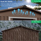 Garveelife 8x15 ft Outdoor Storage Shed, Steel Utility Tool Shed with Sloped Roof & Lockable Door, Backyard Garden Patio Lawn Outdoor Shed for Storing Tools and Equipment in Yard, Brown GarveeLife