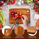 FoldTier 12 Pcs Bulk Wooden Cutting Board Small Kitchen Charcuterie Board with Handle Blanks Serving Cutting Board Tray with Oval Hole in Corner Housewarming Gift, 8 x 6 Inch(Acacia Wood) FoldTier