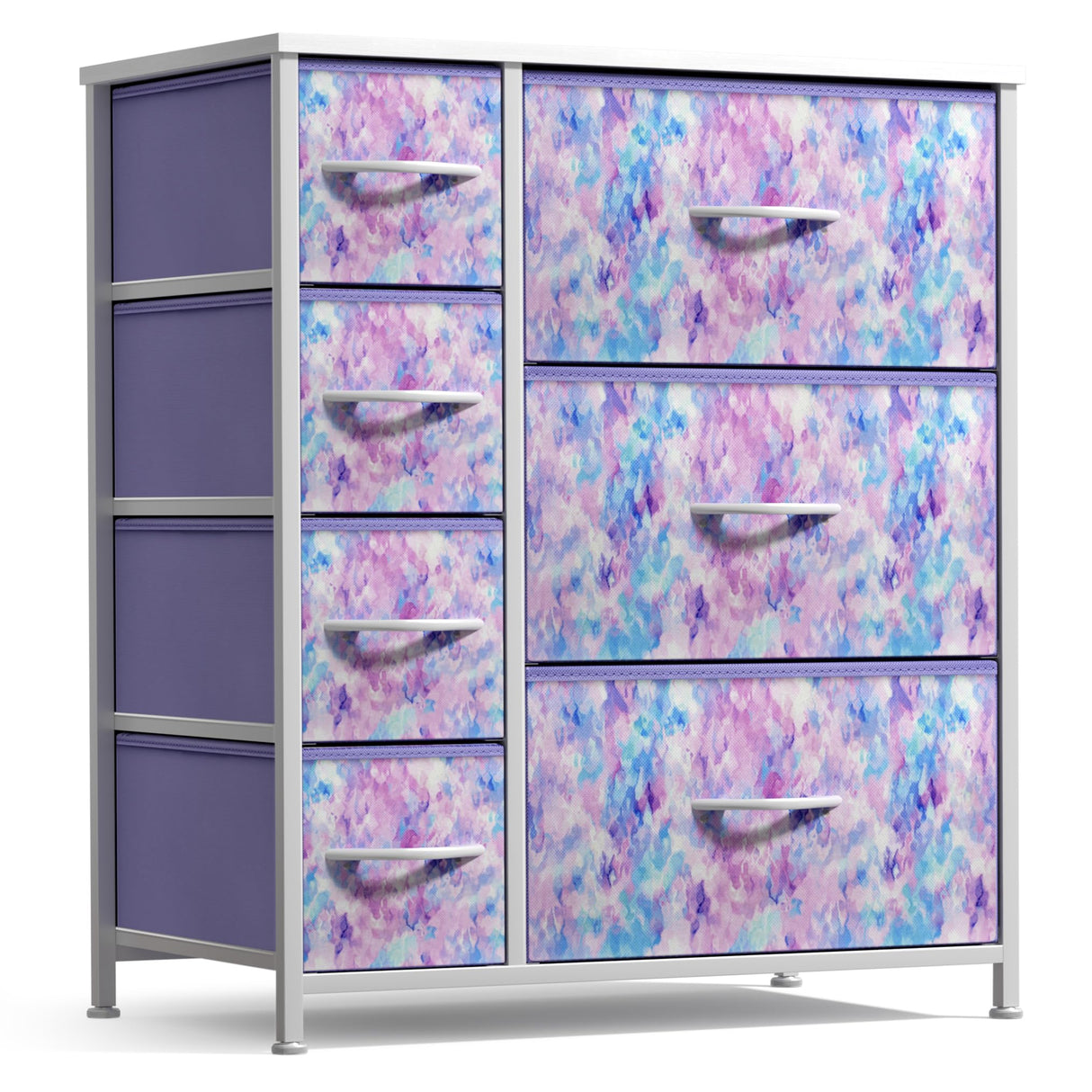 Sorbus Kids Dresser with 7 Drawers - Storage Chest Organizer Unit with Steel Frame, Wood Top & Handles, Tie-dye Fabric Bins for Clothes - Wide Furniture for Bedroom Hallway Kids Room Nursery & Closet Sorbus