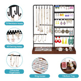 Vtopmart Jewelry Holder Organizer Stand Tree for Earring Necklace Ring Bracelets Display and Storage, with 90 Holes, 12 Hooks, Black+ Walnut Vtopmart