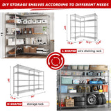 REIBII 58" W Storage Shelves Wire Shelving Load 1400LB Metal Shelves for Storage 5 Tier Heavy Duty Shelving Unit with Shelf Adjustable Garage Shelving Rack Pantry Kitchen 58" W x 59" H x 13.8" D REIBII