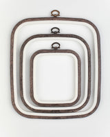 Nurge 3 Piece Embroidery Hoop Set Imitated Wood Display Frame, Plastic Cross Stitch Hoop, Rubber Embroidery Frame (Square Set, 3 Pcs Size Set) Nurge