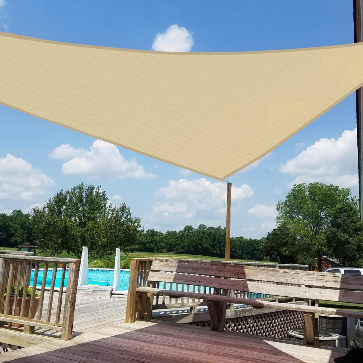 WINDSCREEN4LESS 15' x 15' x 15' Sun Shade Sail UV Block Fabric Canopy in Sand Triangle for Patio Garden Patio Customized Sizes Windscreen4less