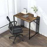 Lutown-Teen 32 inch Small Folding Computer Desk, Writing Gaming Computer Desk for Small Spaces, No Assembly Required Home Office Desk, Rustic Brown Lutown-Teen