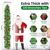 Christmas Garland with Lights, 50 LEDs 9FT Prelit Garland Battery Operated Outdoor Indoor Christmas Decorations Lighted Garland for Stairs Railing Fireplace Mantle Front Door Home Holiday Decor Xander