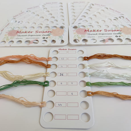 Maker Susan 10 Pack Embroidery Thread Organizer Cards, Embroidery Floss Organizer Holder 16 Positions Cross Stitch Per Bobbin for Thread, Embroidery Floss Bobbin Cardboard, Thread Keeper, DIY Storage Maker Susan