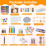 Qinzave Kids Wooden Painting Kit Glow in The Dark Arts Crafts Gifts for Boys Girls, 200 PCS Wood Slice Creative DIY Craft Kit for Kids Ages 8-12 Qinzave