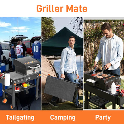 Portable Outdoor Grill Table, Folding Grill Cart Solid and Sturdy, Blackstone Griddle Stand Large Space, Blackstone Table with Paper Towel Holder, Grill Stand for Blackstone Griddle, Ninja Grill etc.