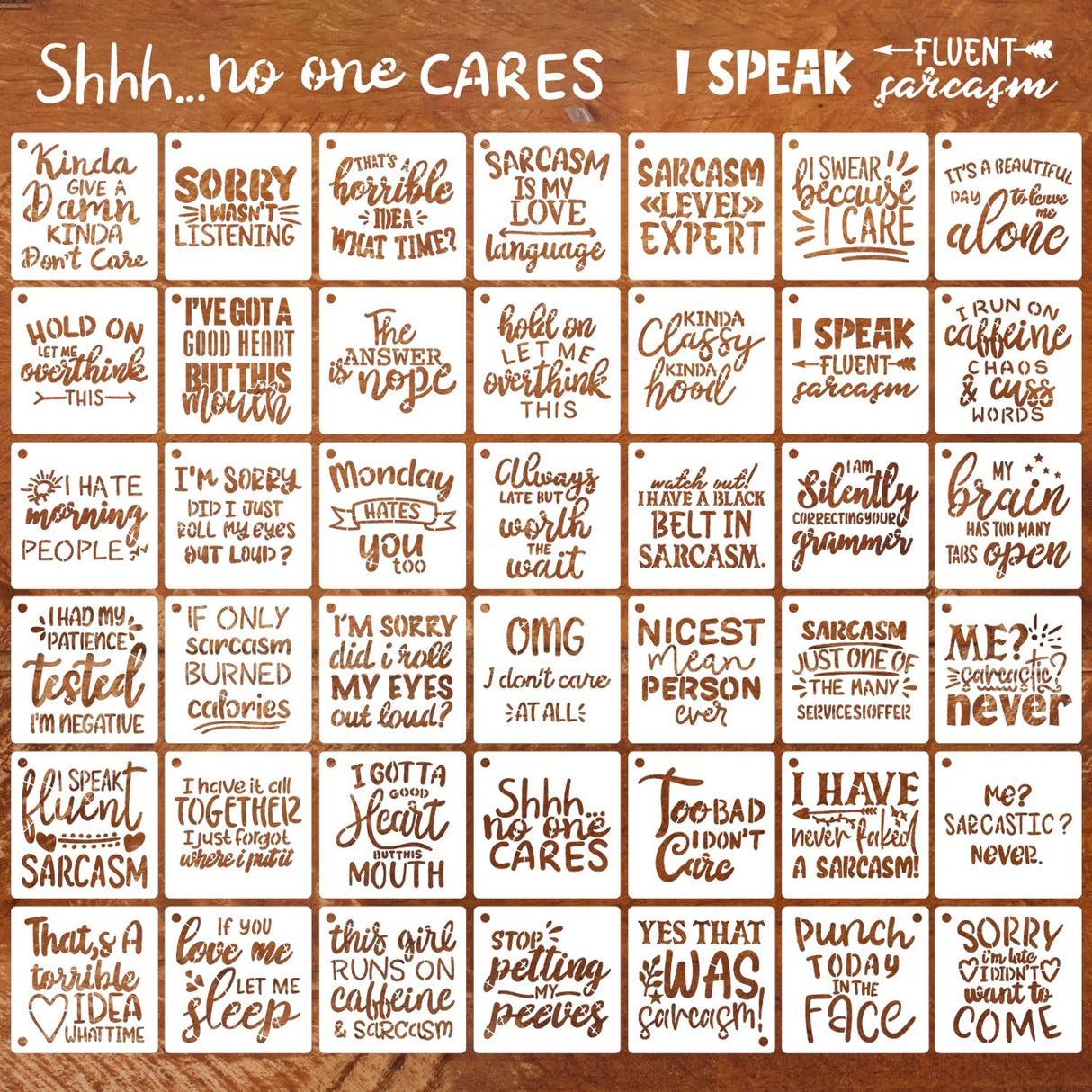 Sarcastic Painting Stencils for Crafts Reusable 3inch Funny Stencil Drawing Templates for Wood Sign DIY Crafts Fabrics Decor SUNVERSE