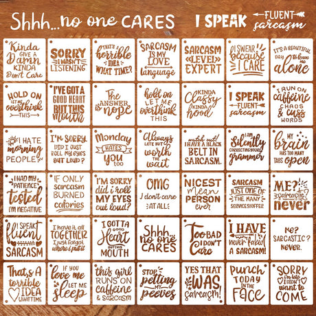 Sarcastic Painting Stencils for Crafts Reusable 3inch Funny Stencil Drawing Templates for Wood Sign DIY Crafts Fabrics Decor SUNVERSE