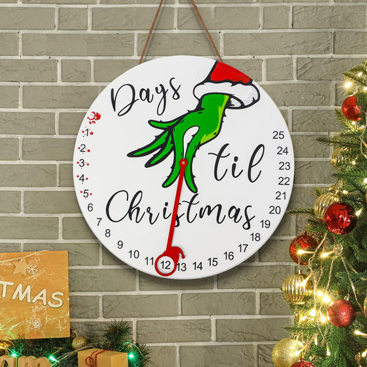 Christmas Decorations, 2024 Christmas Countdown Advent Calendar, Days Till Christmas Wooden Hanging Sign with Stand for Door, Wall, Table - Holiday Decorations Indoor Home Xmas Decor