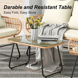 LEX CRAFT 4-Piece Outdoor Patio Furniture Set with Cushions & Tempered Glass Table, All-Weather Rattan Bistro Set with Loveseat Chairs Table Soft Cushions for Garden, Porch, Backyard (Beige) LEX CRAFT