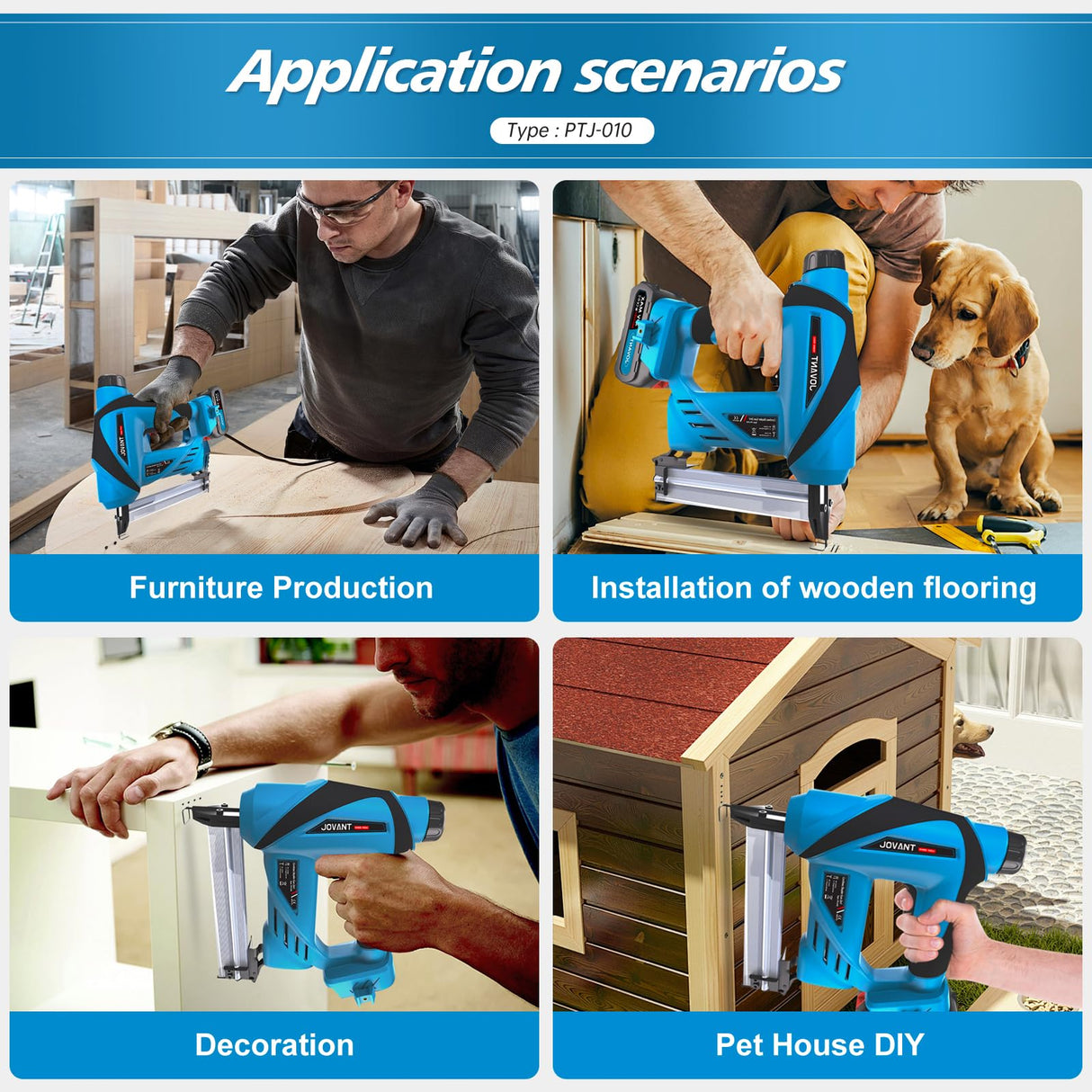 Nail Gun Battery Powered, Cordless Nail Gun with 2 * 2.0Ah Li-ion Battery, 20V 2 in 1 Electric Nail Gun with Staple Remover, Battery Nail Gun for Upholstery, Small Projects and Woodworking jovant