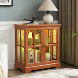 Eyisean 32"H Small Curio Cabinet with 7 Color Lights for Collectibles, Smartphone-Controlled, LED Glass Display Cabinet with Tempered Glass Doors and Adjustable Shelves, China Cabinet for Living Room Eyisean