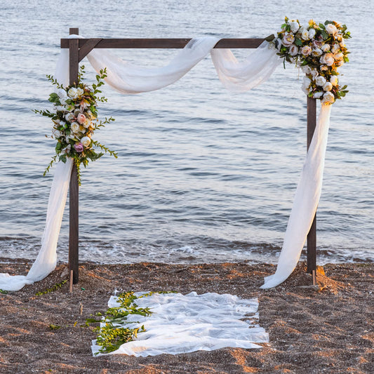Wooden Wedding Arch, 7.5Ft Large Square Outdoor Wooden Arch, Rustic Wedding Arch for Ceremony Beach Lawn Garden Graduation Parties