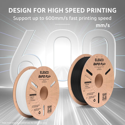 ELEGOO Rapid PLA Plus Filament 1.75mm Black & White 2KG, PLA+ 3D Printer Filament for 30-600 mm/s High Speed Printing, Dimensional Accuracy +/- 0.02 mm, 2 Pack 1kg Spool(2.2lbs) - WoodArtSupply