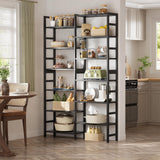 Homykic Double Wide Bamboo Bookshelf Black, 6-Tier Large Open Bookcase with 12 Display Shelves, 6ft Tall Freestanding Book Shelf for Home Office, Bedroom, Living Room, Plants Homykic