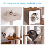 Hey-brother Wooden Cat Tree, 66.1“ Cat Furniture with Scratching Posts, Modern Cat Tower with hammocks, Toys, cat condo, Rustic Brown MPJ120SR Hey-brother