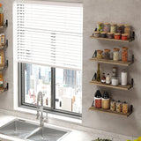 Fixwal Floating Shelves Width 4.7in Rustic Wood Wall Shelves Set of 8, Wall Shelves for Bedroom, Living Room, Kitchen, Bathroom, Office Decor and Plants Display (Carbonized Black) Fixwal