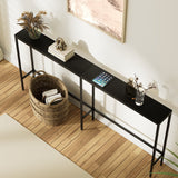 SONGXIN 70.9" Console Table,Modern Extra Narrow Long Sofa Table Behind Couch,Skinny Entry Table with Black Metal Frame for Living Room, Hallway,Classic Black SONGXIN