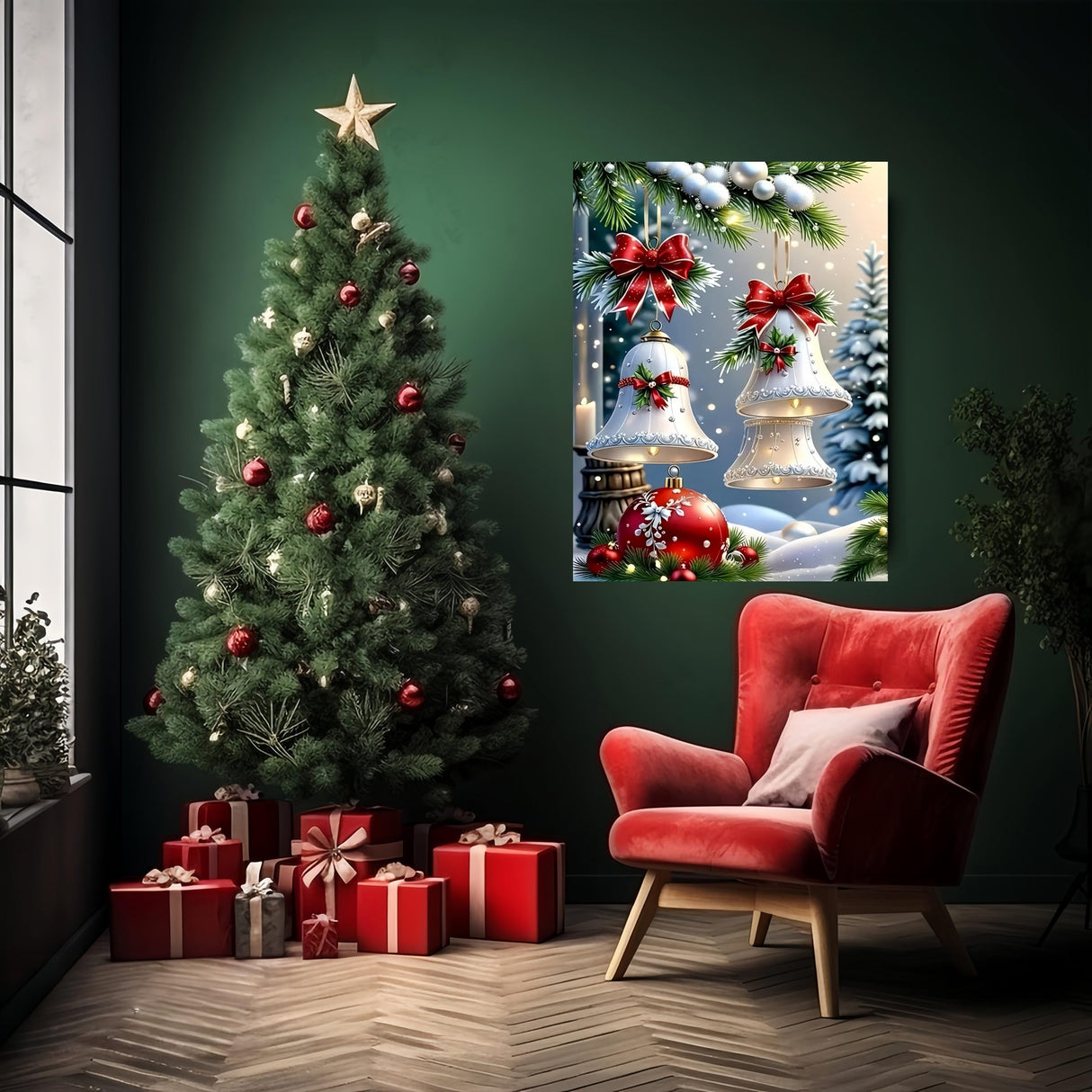Christmas Bell Painting by Numbers Kit for Adults Beginner,Color by Numbers for Adults,Winter Landscape Adult Paint by Number Kits on Canvas,Paint by Numbers Easy Oil Painting Home Wall11.8X15.8 Inch GXGLLPZBY