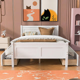 Harper & Bright Designs Full Size White Platform Bed with 4 Storage Drawers and Elegant Headboard Harper & Bright Designs