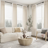 Pinch Pleated Linen Curtains 108 Inches long for Living Room 2 Panels Set Cream Beige Flax Pleat Drapes Back Tab Semi Sheer Neutral Boho Ceiling to Floor 108 Inch Curtains for Bedroom Window 9 FT Aersas