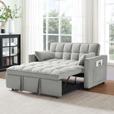 Pull Out Couch 3 in 1 Sleeper Loveseat Convertible, 55'' 2-Seater Sofa Bed with Throw Pillows, Perfect for Living Room and Office, Grey SumKea